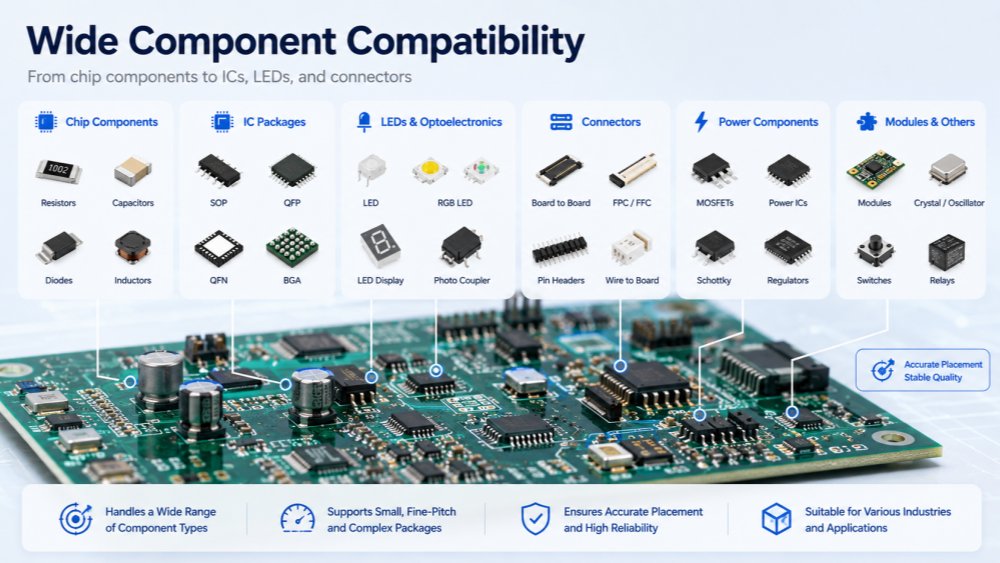 Wide component compatibility Breite Komponentenkompatibilität