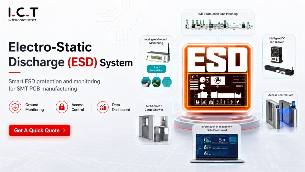 System zur elektrostatischen Entladung (ESD) in der SMT PCB-Herstellung