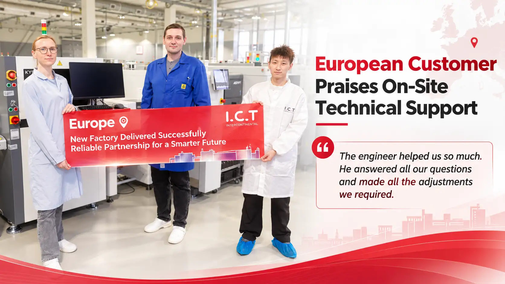 Europ&auml;ischer Kunde lobt I.C.T technischen Support vor Ort f&uuml;r SPI AOI Training.webp